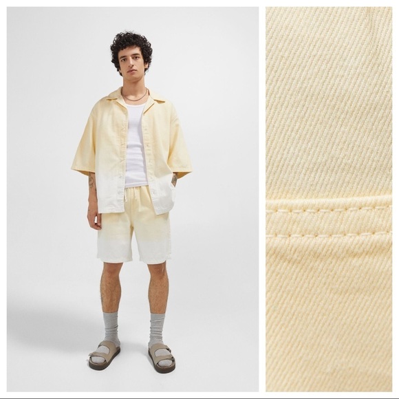 🌹NWT. Beshka Man Yellow/White Ombré-effect Denim Bermuda Shorts. Size XL. - Picture 2 of 8